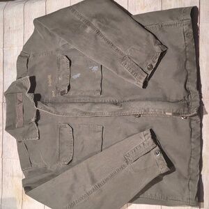 American Eagle Men's Green Military Inspired Zipper Front  Jacket Size L Flaws